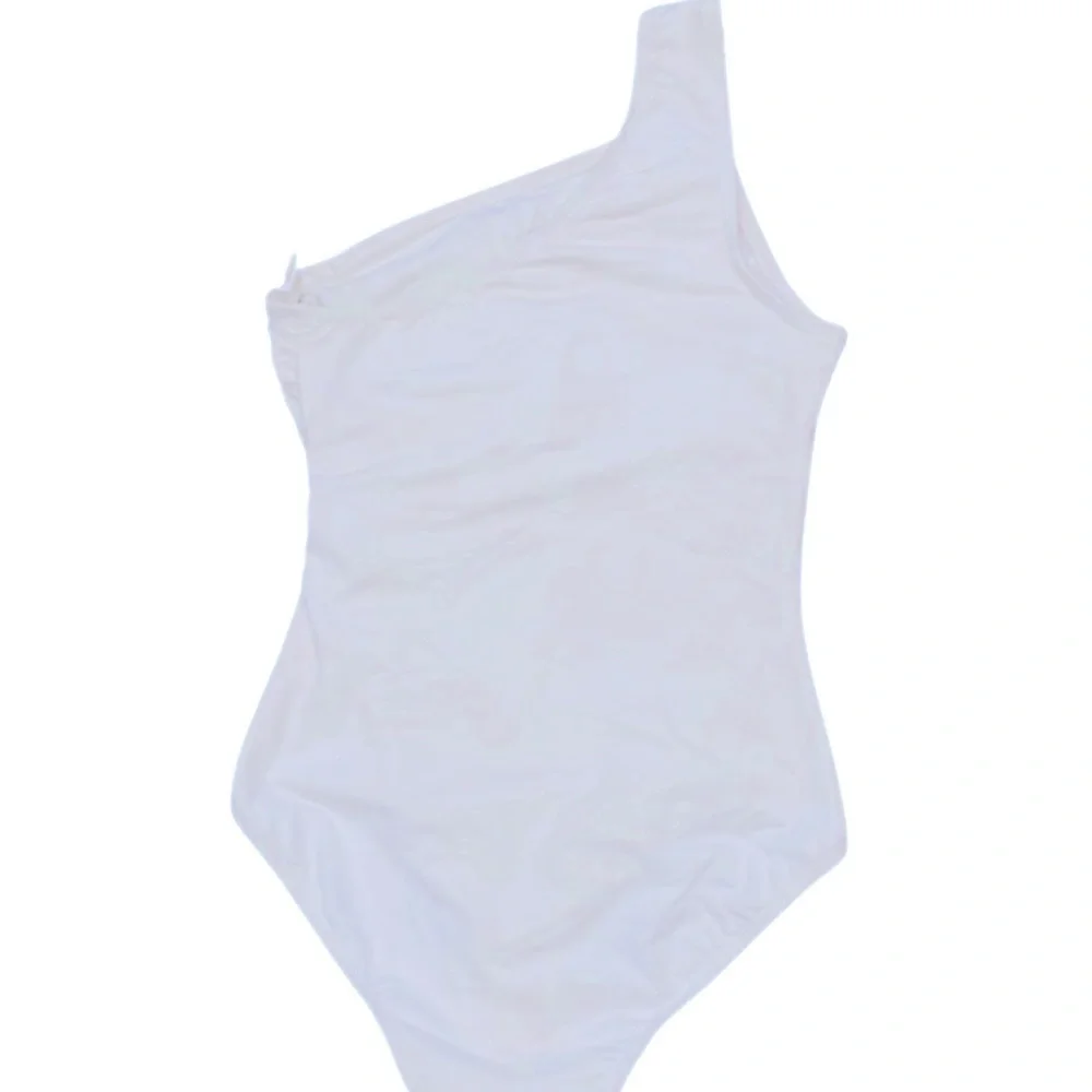 Michael Kors Women White Embellished One-Shoulder One-Piece Swimsuit Size US 16